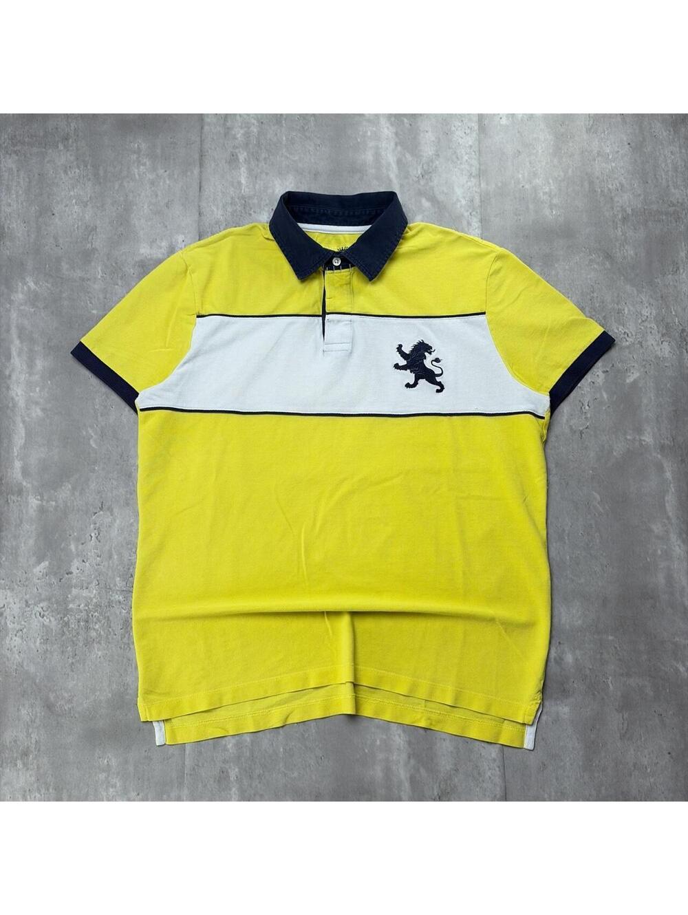 Y2K Yellow Express Grunge Striped Skater Polo Shirt